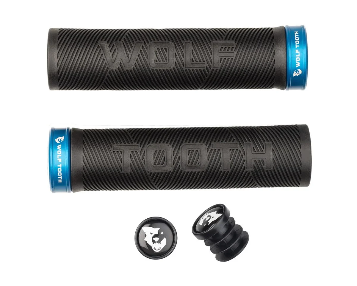 Wolf Tooth Components Echo Lock-On Grips (Black/Blue)